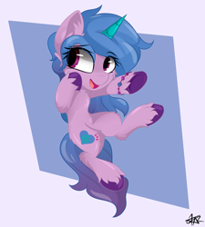 Size: 2250x2500 | Tagged: safe, artist:starmaster, imported from derpibooru, izzy moonbow, pony, unicorn, cute, excited, g5, high res, simple background, smiling, solo