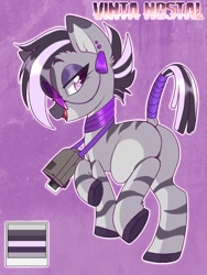 Size: 960x1280 | Tagged: safe, artist:annakitsun3, imported from derpibooru, oc, oc only, oc:vinta nostal, pony, zebra, butt, female, plot, solo