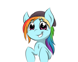 Size: 1217x968 | Tagged: safe, artist:whiro153, imported from derpibooru, rainbow dash, pegasus, pony, beanie, chest fluff, hat, simple background, smiling, solo, transparent background