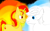 Size: 2600x1600 | Tagged: safe, artist:horsesplease, imported from derpibooru, double diamond, sunset shimmer, earth pony, pony, unicorn, equestria girls, catasterism, doubleset, female, fiery shimmer, fire, glowing, lidded eyes, looking at each other, male, night, night sky, red eyes, shipping, sky, smiling, stars, straight, sun, sunshine shimmer
