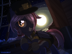 Size: 800x600 | Tagged: safe, artist:rangelost, imported from derpibooru, oc, oc only, oc:moonflower, bat pony, pony, bat pony oc, boat, moon, night, solo, stars