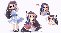 Size: 2296x1250 | Tagged: safe, artist:arwencuack, imported from derpibooru, oc, oc:isla sun, human, pony, chile, chilean, clothes, commission, country, cute, dress, expressions, eyes closed, happy, socks, stars, surprised