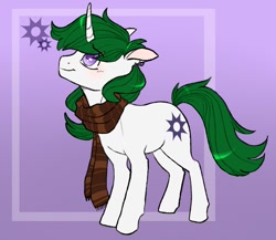Size: 1241x1079 | Tagged: safe, artist:woollyart, imported from derpibooru, oc, oc only, oc:zenith night, pony, unicorn, clothes, ear piercing, earring, jewelry, male, piercing, scarf, solo, stallion