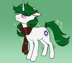 Size: 1241x1079 | Tagged: safe, artist:woollyart, imported from derpibooru, oc, oc only, oc:zenith night, pony, unicorn, clothes, ear piercing, earring, jewelry, male, piercing, scarf, solo, stallion