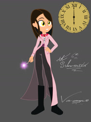 Size: 1280x1712 | Tagged: safe, artist:earth_pony_colds, artist:vanossfan10, imported from derpibooru, oc, oc:the silversmith, equestria girls, crossover, cutie mark, doctor who, female, frankie stein, grandfather clock, monster high, sonic screwdriver, time lady, timelord