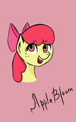 Size: 900x1440 | Tagged: safe, artist:lunalovegoodpony, imported from derpibooru, apple bloom, earth pony, pony, bust, female, filly, freckles, open mouth, open smile, portrait, smiling, solo