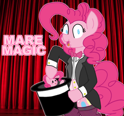 Size: 3750x3500 | Tagged: safe, artist:legendoflink, imported from derpibooru, pinkie pie, earth pony, pony, clone, clothes, cute, diapinkes, female, fishnets, hat, high res, magic, magician outfit, mare, mare magic, multeity, too much pink energy is dangerous