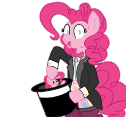 Size: 3750x3500 | Tagged: safe, artist:legendoflink, imported from derpibooru, pinkie pie, earth pony, pony, cute, diapinkes, female, fishnets, high res, magic, magician outfit, mare, simple background, transparent background