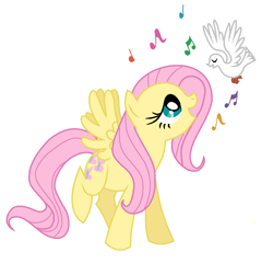 Size: 936x904 | Tagged: safe, artist:babyish and proud, artist:lauren faust, imported from derpibooru, fluttershy, bird, dove, music notes, trace