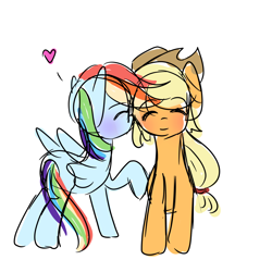 Size: 1000x1000 | Tagged: safe, artist:snowzaaah, derpibooru exclusive, imported from derpibooru, applejack, rainbow dash, earth pony, pegasus, pony, appledash, cute, dashabetes, doodle, female, jackabetes, lesbian, shipping