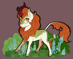 Size: 1000x805 | Tagged: safe, artist:ximsketchs, imported from derpibooru, autumn blaze, kirin, flower, foal's breath, smiling, solo