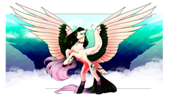 Size: 4961x2881 | Tagged: safe, artist:oneiria-fylakas, imported from derpibooru, oc, oc only, oc:nelysa, pegasus, pony, colored wings, female, mare, solo, spread wings, two toned wings, wings