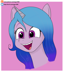 Size: 3305x3729 | Tagged: safe, artist:eagc7, imported from derpibooru, izzy moonbow, pony, unicorn, female, g5, high res, mare, open mouth, open smile, simple background, smiling, solo