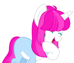Size: 1280x1098 | Tagged: safe, artist:katelynleeann42, imported from derpibooru, oc, oc only, pony, unicorn, eyes closed, female, horn, mare, open mouth, open smile, simple background, smiling, solo, transparent background, two toned mane, unicorn oc, watermark