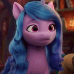 Size: 800x800 | Tagged: safe, imported from derpibooru, screencap, izzy moonbow, unicorn, spoiler:my little pony: a new generation, 3d, animated, female, floppy ears, g5, i watch it for the ears, mare, my little pony: a new generation