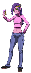 Size: 1312x3000 | Tagged: safe, artist:artemis-polara, imported from derpibooru, pipp petals, equestria girls, belly button, cellphone, clothes, equestria girls-ified, g5, g5 to equestria girls, midriff, pants, phone, shirt, shoes, simple background, smiling, solo, sweater, transparent background, turtleneck