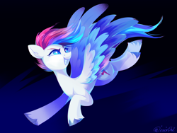 Size: 4000x3000 | Tagged: source needed, safe, artist:neonishe, imported from derpibooru, zipp storm, pegasus, pony, colored wings, colored wingtips, flying, g5, my little pony: a new generation, solo, wings