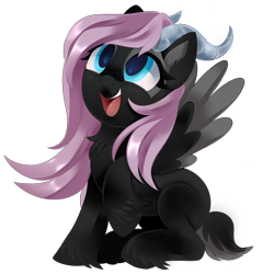 Size: 3735x3896 | Tagged: safe, artist:sorasku, imported from derpibooru, oc, oc only, oc:deerie, pegasus, pony, female, high res, horns, mare, open mouth, open smile, simple background, smiling, solo, transparent background, unshorn fetlocks