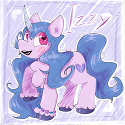 Size: 1280x1280 | Tagged: safe, artist:aylinsart, imported from derpibooru, izzy moonbow, pony, unicorn, chest fluff, female, g5, heart eyes, solo, wingding eyes