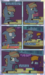 Size: 1920x3169 | Tagged: safe, artist:alexdti, imported from derpibooru, oc, oc only, oc:brainstorm (alexdti), oc:purple creativity, oc:warm focus, pegasus, pony, unicorn, comic:quest for friendship, book, breaking the fourth wall, comic, dialogue, duo, female, floppy ears, folded wings, fourth wall break, glasses, green eyes, gritted teeth, hoof hold, horn, male, mare, motion lines, pegasus oc, shoulder devil, shrunken pupils, smiling, speech bubble, stallion, swearing, sweat, twilight's castle, two toned mane, unicorn oc, vulgar, wings