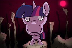 Size: 3000x2000 | Tagged: safe, artist:swagstapiece, imported from derpibooru, twilight sparkle, pony, unicorn, abomination, cursed image, female, high res, looking at you, mare, nightmare fuel, not salmon, solo, staring into your soul, unicorn twilight, wat