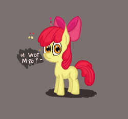 Size: 904x841 | Tagged: safe, artist:thesubtle, imported from derpibooru, apple bloom, earth pony, pony, female, filly, looking at you, solo, speech bubble, u wot m8