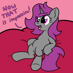 Size: 2000x2000 | Tagged: safe, artist:dafiltafish, imported from derpibooru, oc, oc:stardust, unicorn, bed, high res, lying down, text