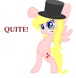 Size: 718x734 | Tagged: safe, alternate version, artist:zombietator, imported from derpibooru, oc, oc only, oc:claire, pegasus, pony, base used, bipedal, eyelashes, female, hat, mare, monocle, pegasus oc, top hat, wings