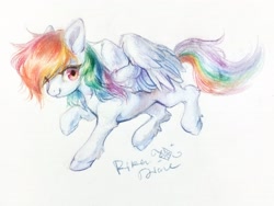 Size: 3488x2616 | Tagged: safe, artist:rikadiane, imported from derpibooru, rainbow dash, pony, high res, solo, traditional art