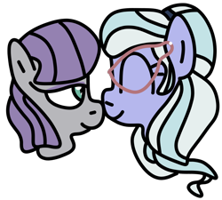 Size: 1000x900 | Tagged: safe, artist:jadeharmony, imported from derpibooru, maud pie, sugarcoat, earth pony, pony, boop, equestria girls ponified, eyes closed, eyeshadow, female, glasses, head only, lesbian, makeup, mare, maudcoat, noseboop, ponified, shipping, simple background, transparent background