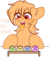 Size: 2200x2700 | Tagged: safe, artist:etoz, imported from derpibooru, oc, pony, :/, advertisement, auction, auction open, blushing, butt, butt blush, commission, drool, drool string, eating, female, fetish, food, happy, high res, hungry, imminent vore, macro, mare, micro, non-fatal vore, open mouth, person as food, plot, ponies in food, ponies in sushi, predator, prey, rice, scared, size difference, smiling, soft vore, sushi, table, teeth, tongue out, wasabi, wingding eyes, ych example, your character here