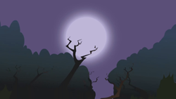 Size: 1280x720 | Tagged: safe, imported from derpibooru, screencap, friendship is magic, season 1, background, everfree forest, full moon, moon, night, no pony, scenic ponyville, sky, tree, tree branch