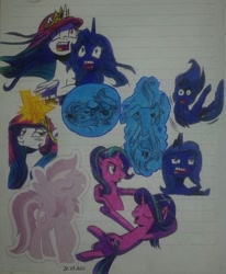 Size: 640x777 | Tagged: safe, artist:karadeg, derpibooru exclusive, idw, imported from derpibooru, princess celestia, princess luna, starlight glimmer, legends of magic, spoiler:comic, comic, lined paper, traditional art, young celestia, young luna