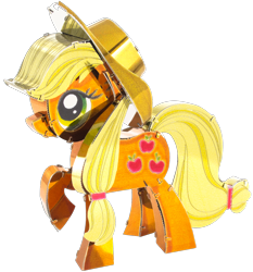 Size: 1120x1200 | Tagged: safe, imported from derpibooru, applejack, earth pony, applejack's hat, cowboy hat, hat, merchandise, metal, metal applejack, simple background, transparent background