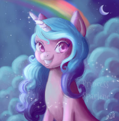 Size: 1280x1306 | Tagged: safe, artist:princesssparlene, imported from derpibooru, izzy moonbow, pony, unicorn, female, g5, rainbow, solo