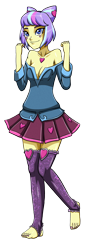 Size: 1040x3000 | Tagged: safe, artist:artemis-polara, imported from derpibooru, supernova zap, equestria girls, equestria girls series, sunset's backstage pass!, spoiler:eqg series (season 2), barefoot, breasts, busty supernova zap, cleavage, clothes, feet, nail polish, shirt, simple background, skirt, smiling, socks, solo, thigh highs, transparent background