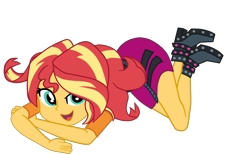 Size: 2256x1390 | Tagged: safe, artist:gmaplay, imported from derpibooru, sunset shimmer, equestria girls, equestria girls series, forgotten friendship, ass, ass up, black underwear, bunset shimmer, butt, clothes, simple background, solo, the ass was fat, transparent background, underwear