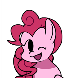 Size: 400x400 | Tagged: safe, artist:rainbrony, pinkie pie, earth pony, pony, female, friday night funkin', looking sideways, one eye closed, open mouth, simple background, smiling, solo, transparent background, wink