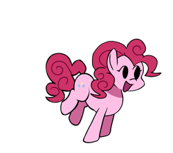 Size: 879x777 | Tagged: safe, artist:rainbrony, pinkie pie, earth pony, pony, female, friday night funkin', looking sideways, open mouth, rearing, simple background, smiling, solo, standing on two hooves, transparent background