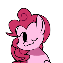 Size: 400x400 | Tagged: safe, artist:rainbrony, pinkie pie, earth pony, pony, female, friday night funkin', looking sideways, one eye closed, simple background, smiling, solo, transparent background, wink