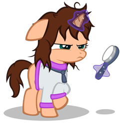 Size: 3120x3180 | Tagged: safe, artist:strategypony, imported from derpibooru, oc, oc only, oc:chloe adore, pony, unicorn, brush, clothes, cute, female, filly, floppy ears, glowing, glowing horn, hairbrush, high res, horn, magic, messy mane, raised hoof, robe, scowl, simple background, telekinesis, transparent background, unamused, unicorn oc, younger