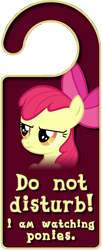 Size: 1800x4400 | Tagged: safe, artist:thorinair, imported from derpibooru, apple bloom, earth pony, pony, door knob hanger, female, filly, simple background, solo, text, transparent background