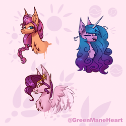 Size: 3000x3000 | Tagged: safe, artist:greenmaneheart, imported from derpibooru, izzy moonbow, pipp petals, sunny starscout, earth pony, pegasus, pony, unicorn, adorapipp, bust, cute, eyebrows, eyebrows visible through hair, female, g5, grin, high res, looking at you, one eye closed, open mouth, open smile, portrait, smiling, smiling at you, spread wings, trio, trio female, wings, wink, winking at you