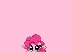 Size: 5136x3760 | Tagged: safe, artist:kittyrosie, imported from derpibooru, pinkie pie, earth pony, pony, cute, diapinkes, female, floppy ears, looking at you, mare, peekaboo, pink background, ponk, simple background, solo, starry eyes, wingding eyes