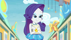 Size: 3410x1920 | Tagged: safe, imported from derpibooru, screencap, rarity, equestria girls, equestria girls series, rollercoaster of friendship, bracelet, female, hairpin, high res, jewelry, rarity peplum dress, smiling, solo
