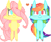 Size: 101x84 | Tagged: safe, artist:waackery, imported from derpibooru, fluttershy, rainbow dash, pegasus, pony, female, flutterdash, heart, lesbian, mare, picture for breezies, pixel art, shipping, simple background, transparent background, wings