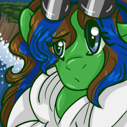 Size: 500x500 | Tagged: safe, artist:akuoreo, imported from derpibooru, oc, oc only, anthro, bathrobe, clothes, icon, male, robe, solo, stallion