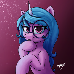 Size: 1698x1699 | Tagged: safe, artist:supermoix, imported from derpibooru, izzy moonbow, pony, unicorn, cute, g5, glasses, looking at you, my little pony: a new generation, simple background, solo