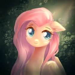 Size: 1728x1728 | Tagged: safe, artist:musical ray, imported from derpibooru, fluttershy, pegasus, pony, bust, cute, daaaaaaaaaaaw, female, floppy ears, looking at you, mare, portrait, shyabetes, smiling, solo, wings