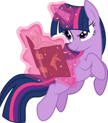 Size: 6000x6820 | Tagged: safe, alternate version, artist:twilirity, imported from derpibooru, twilight sparkle, pony, unicorn, fighting is magic, .svg available, absurd resolution, book, book of harmony, female, glowing, glowing horn, horn, magic, mare, purple eyes, show accurate, simple background, smiling, solo, tail, telekinesis, transparent background, unicorn twilight, vector